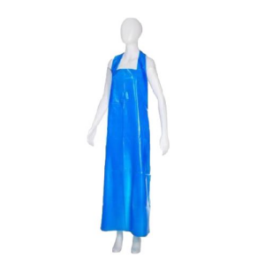 Kertakäyttöesiliina 85 x 140 cm, sininen LDPE, ripustettava, paksuus 0,05 mm, 25kpl/pkt