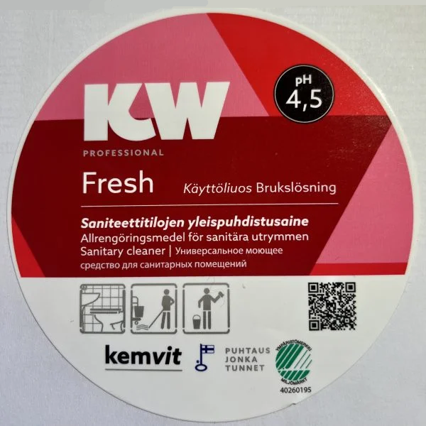 KW Fresh käyttöliuosetiketti